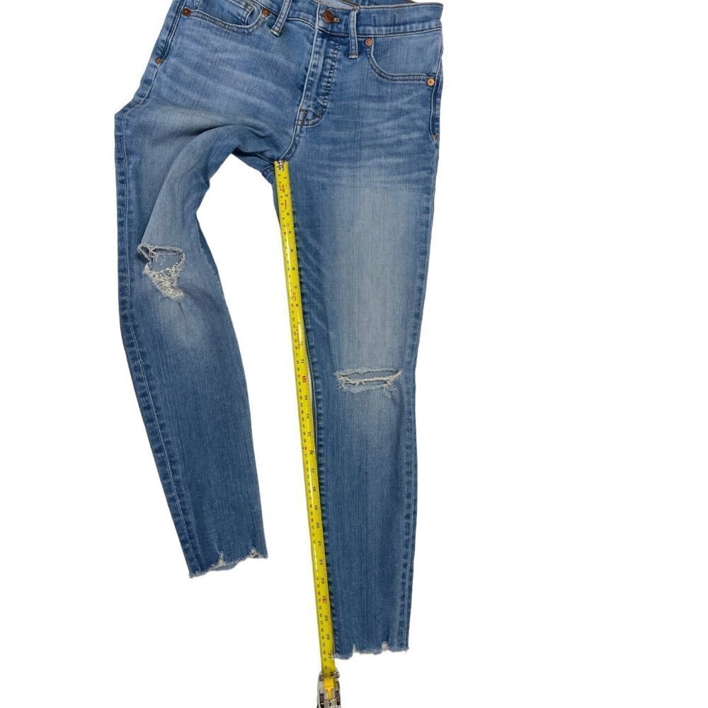 MADEWELL Cool Sexy 9" Mid-Rise Skinny Jeans Frankie Wash Torn Knee 28" Lean Legs - Picture 12 of 16